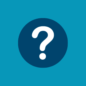 Simple blue graphic with a question mark