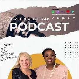 Joél Simone Maldonado and Kim Callinan on the thumbnail for the Death & Grief Talk Podcast