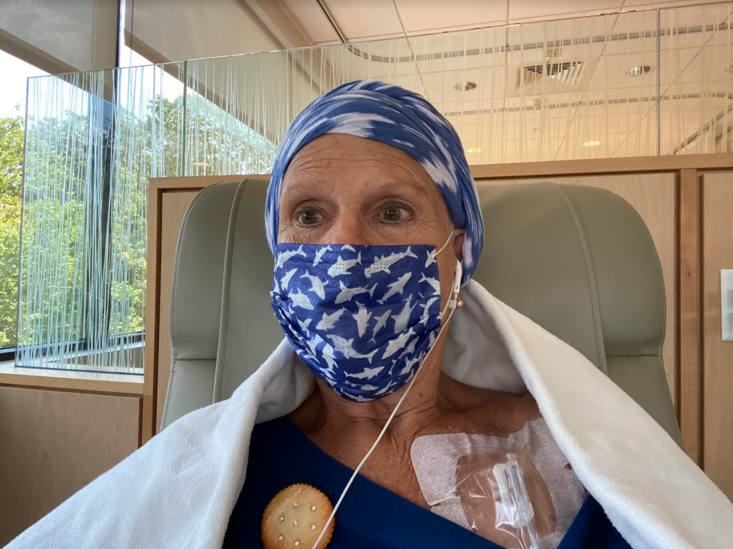 Cancer patient Lynda Bluestein receiving chemo last month.