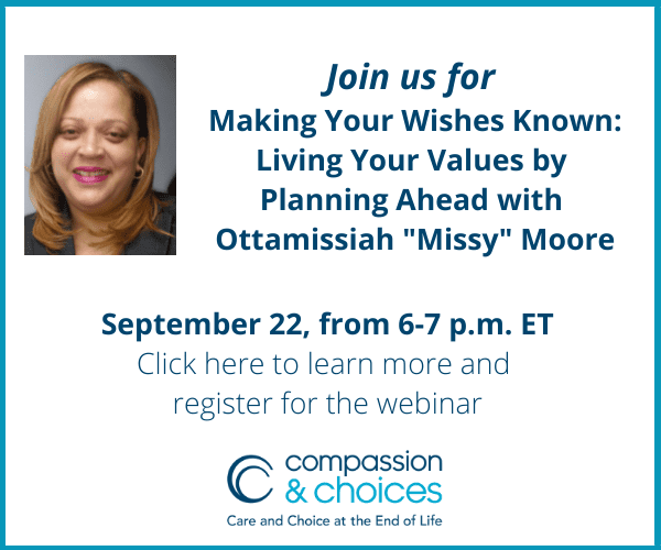 Join Missy Moore for a webinae on end-of-life planning on September 22