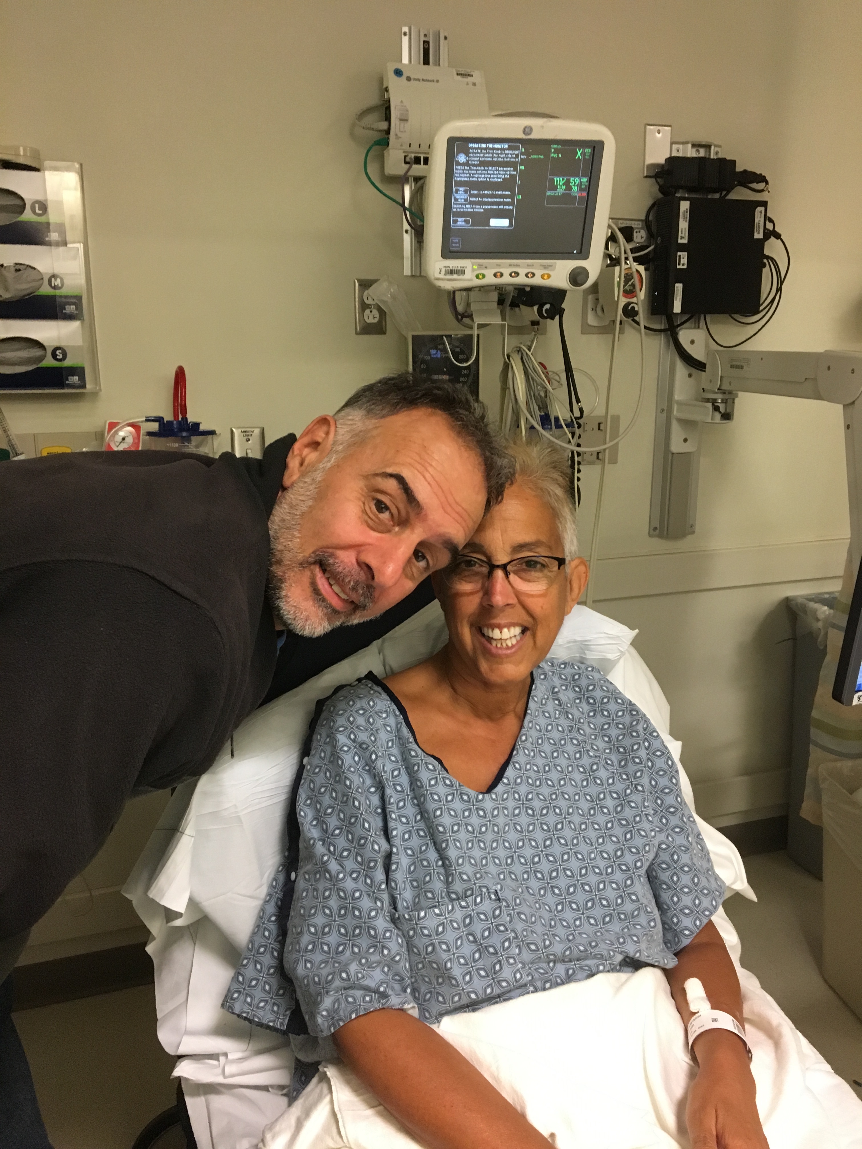 From right, JoAnn Vizziello in hospital with husband Phil.