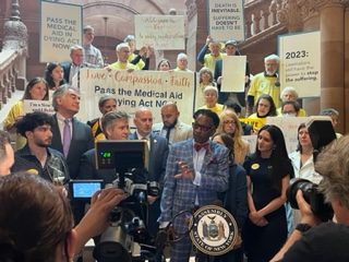 New York Rep. Al Taylor, a co-sponsor of the Medical Aid in Dying Act, speaking at Albany news conference to urge his colleagues to pass the bill.