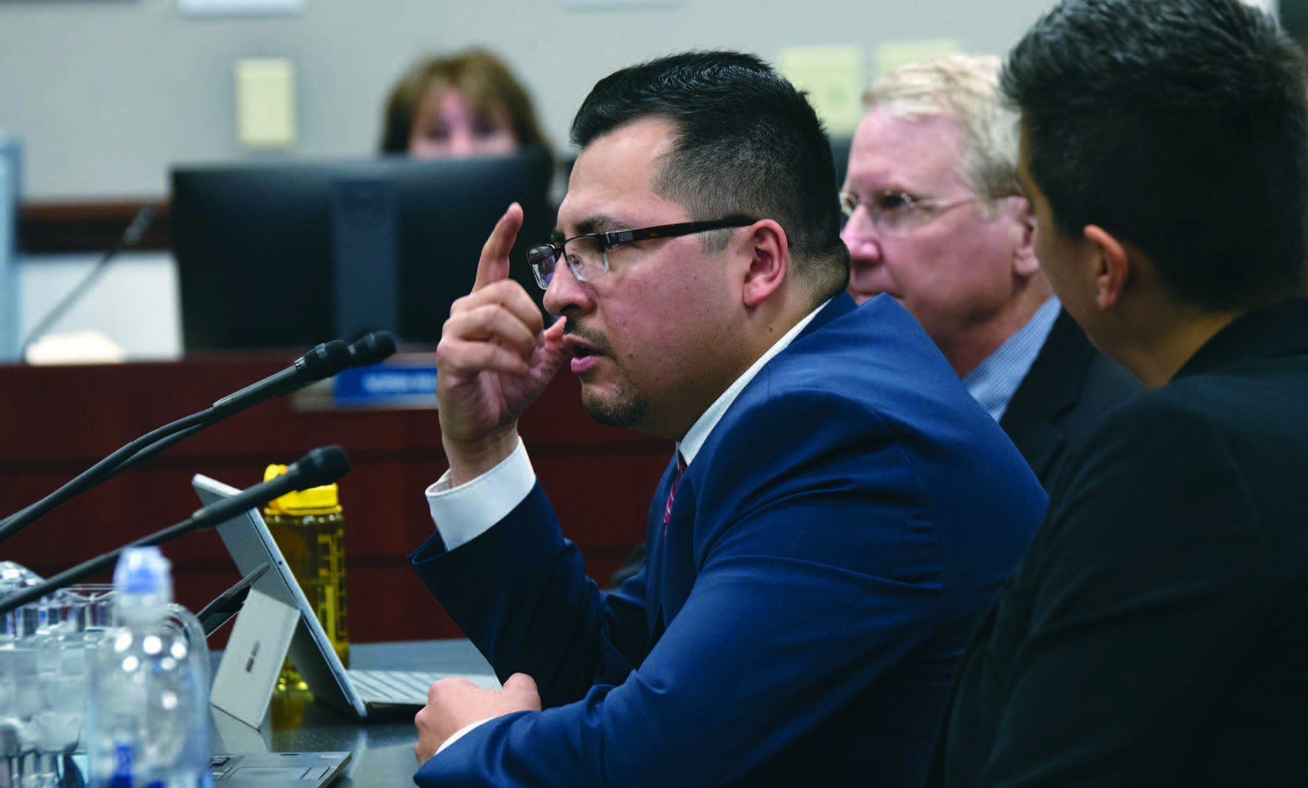 Nevada State Senator Edgar Flores speaking at a hearing
